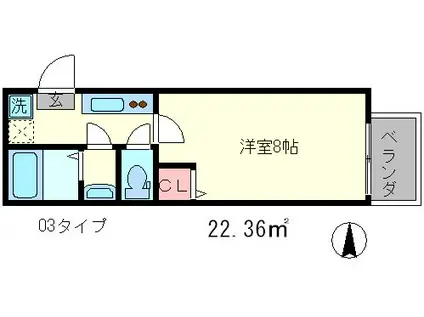 フラッティ丹波口(1K/2階)の間取り写真