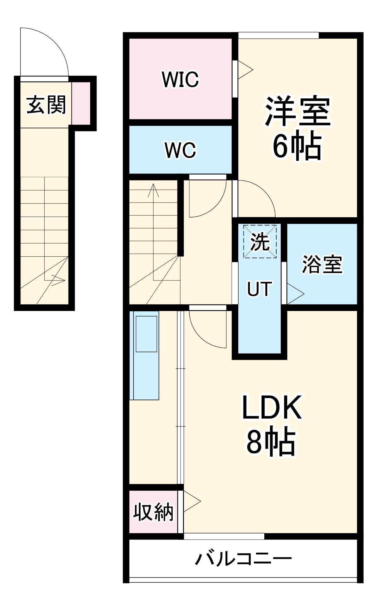 フリーダム(1LDK/2階)の間取り写真