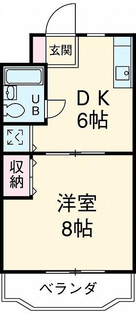 グリーンハイツ楊子Ⅱ(1DK/1階)の間取り写真