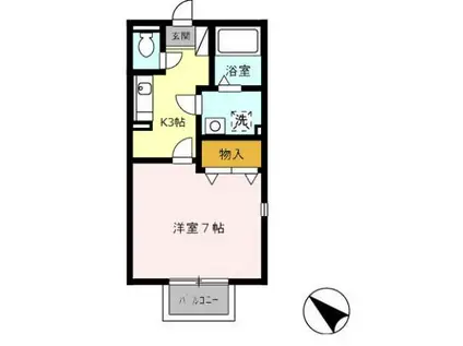 プリシェール元八事(1K/1階)の間取り写真