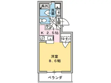 ルーシッドコートⅡ(1K/3階)の間取り写真