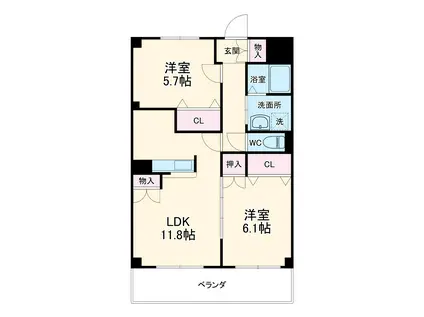 シリウスハイム(2LDK/2階)の間取り写真