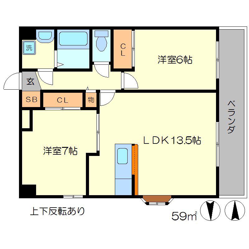 アンシャンテ(2LDK/9階)の間取り写真