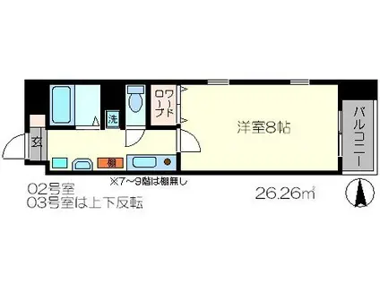 ディクティ三条(1K/2階)の間取り写真