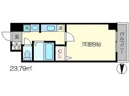 ロイヤルシティー西大路(1K/5階)の間取り写真
