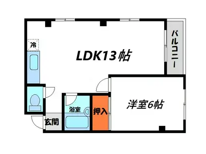 メゾンM&M(1LDK/2階)の間取り写真