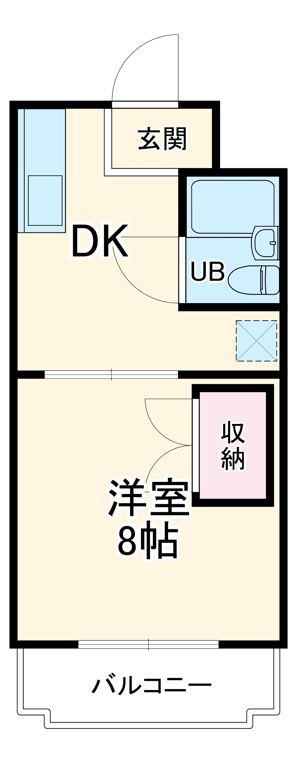 グランドゥール(1DK/1階)の間取り写真