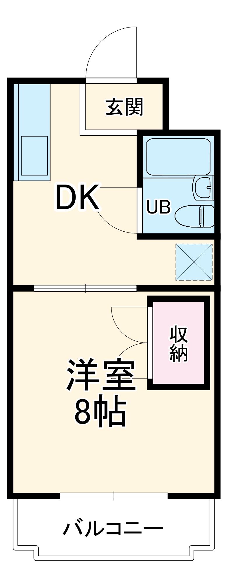 グランドゥール(1DK/2階)の間取り写真
