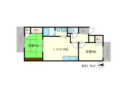 レションド清涼(2LDK/1階)の間取り写真