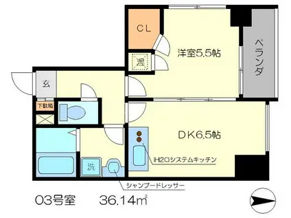 GLANZ七条通(1DK/7階)の間取り写真