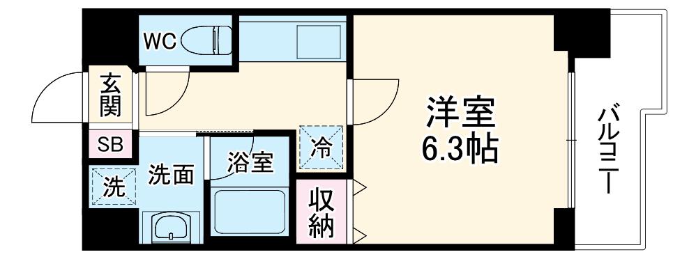 アスヴェル京都堀川高辻(1K/9階)の間取り写真