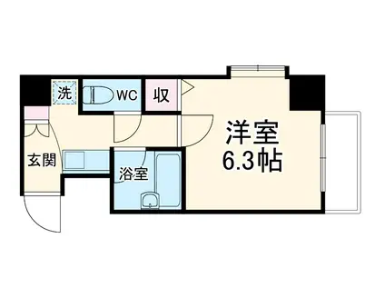 ベラジオ四条堀川(1K/3階)の間取り写真