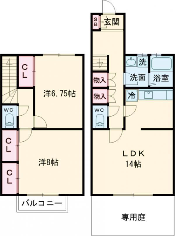 カーム大和田(2LDK)の間取り写真
