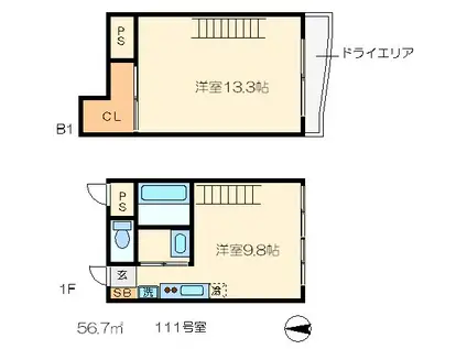 G-DESIGN京都西院(1LDK/1階)の間取り写真