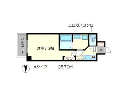 サムティ京都西大路(1K/2階)の間取り写真