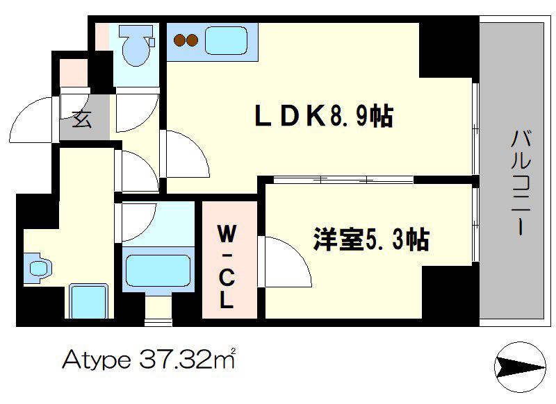 ベラジオ四条通(1LDK/4階)の間取り写真