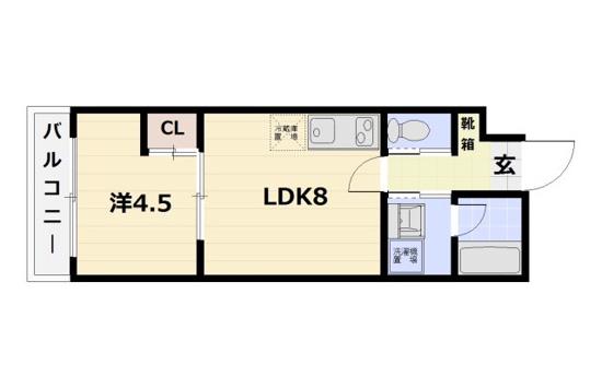 リアン桂ウエスト(1LDK/1階)の間取り写真