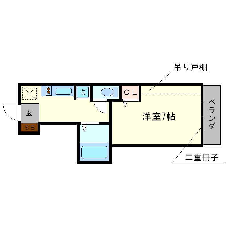 洛マンション(1K/5階)の間取り写真