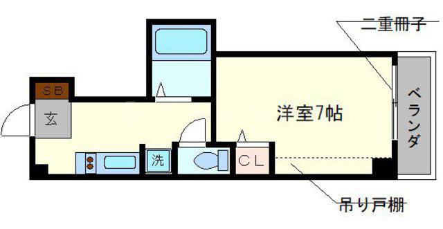 洛マンション(1K/5階)の間取り写真