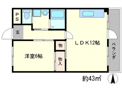 洛マンション(1LDK/4階)の間取り写真