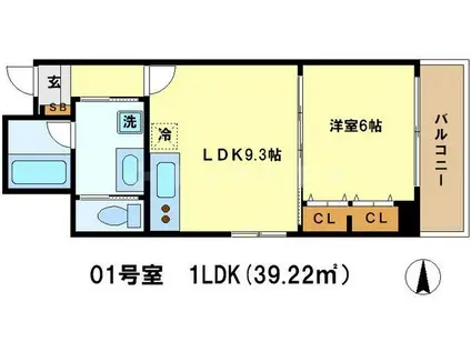 クリヨン御池(1LDK/3階)の間取り写真