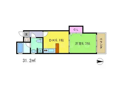 KZ ALLAY(1DK/5階)の間取り写真