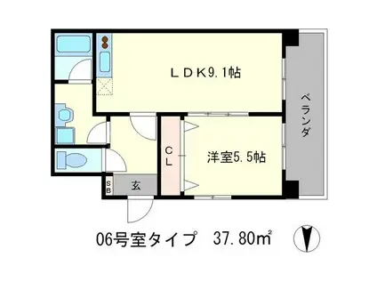 エターナルコート三条(1LDK/2階)の間取り写真