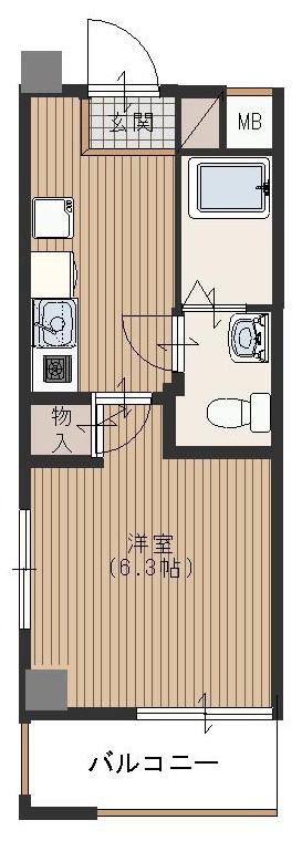 サンライズ(1K/4階)の間取り写真