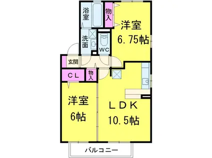 グリーンフォレストⅡ(2LDK/2階)の間取り写真