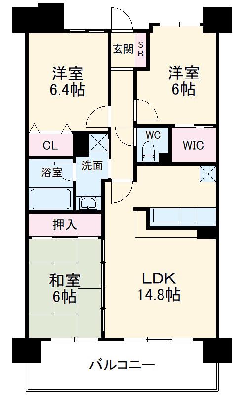エスリード千里桃山台(3LDK/6階)の間取り写真