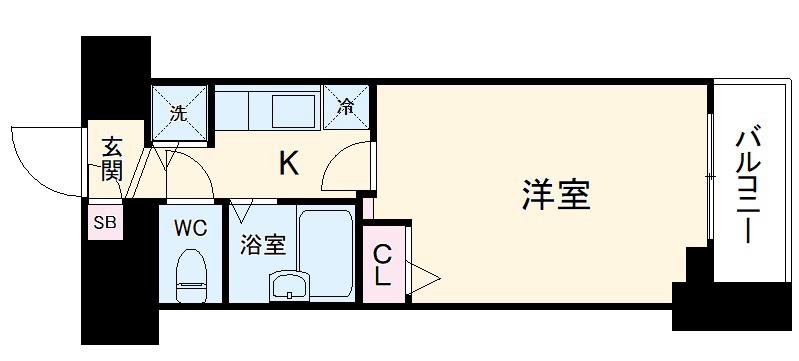 フェニックス新横濱イクシール(1K/2階)の間取り写真