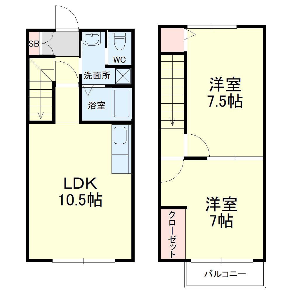 メゾネットパーク絆Ⅱ(2LDK)の間取り写真
