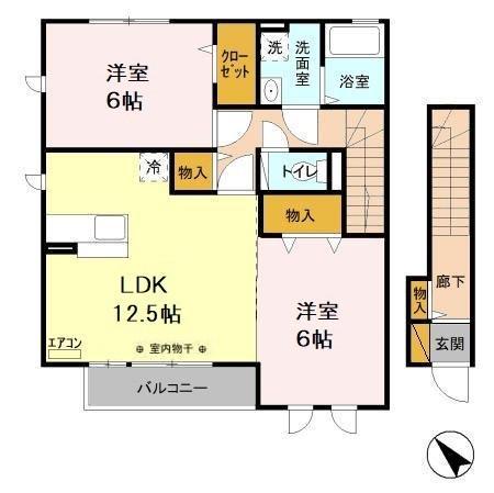 ロハスタウンI(2LDK/2階)の間取り写真