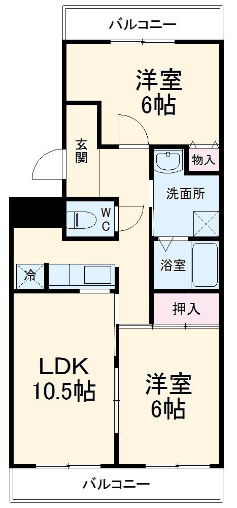 レイクパレス中村A(2LDK/4階)の間取り写真