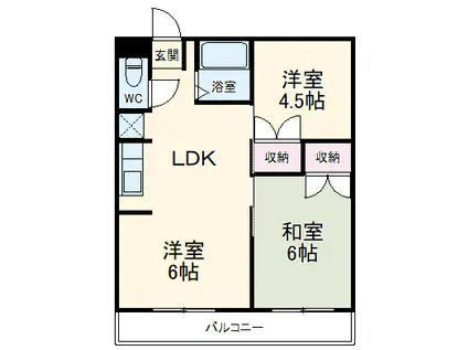 レジデンス光和N104棟(2LDK/1階)の間取り写真