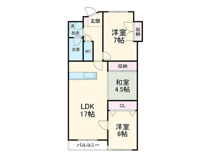 ロイヤルメゾン小豆餅(3LDK/3階)の間取り写真