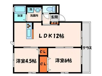 ソレアード上島2(2LDK/2階)の間取り写真