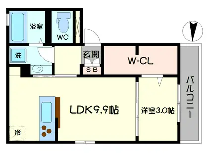 ペガコーン(1LDK/2階)の間取り写真