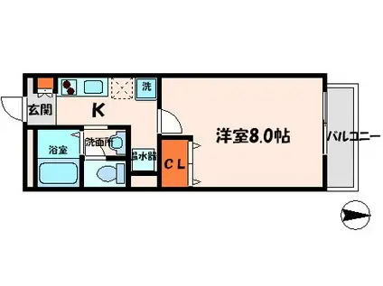 ルミエール(1K/1階)の間取り写真