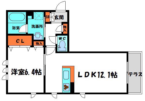 HEIGHTS M(1LDK/1階)の間取り写真