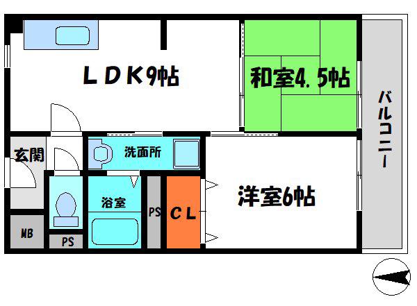 ウィンドヒル門真(2LDK/5階)の間取り写真