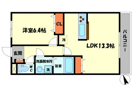 コンフォーティアM(1LDK/1階)の間取り写真