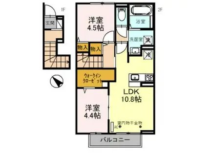 アヴニール(2LDK/2階)の間取り写真