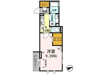 ルピナスⅧ(1K/3階)の間取り写真