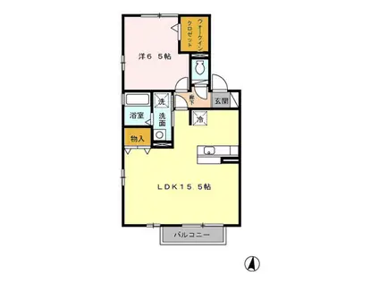 ヴィエント(1LDK/2階)の間取り写真