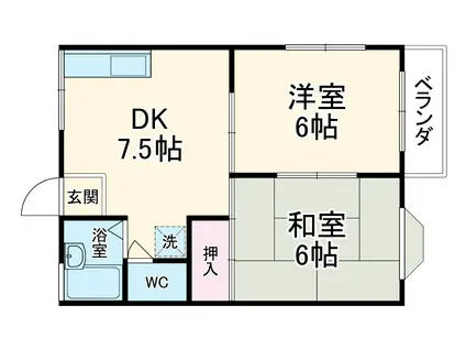 ヴィラ森崎(2DK/2階)の間取り写真