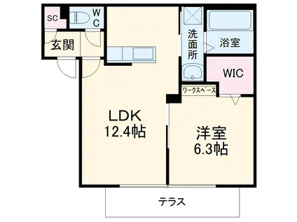 ヴァンシェール(1LDK/1階)の間取り写真