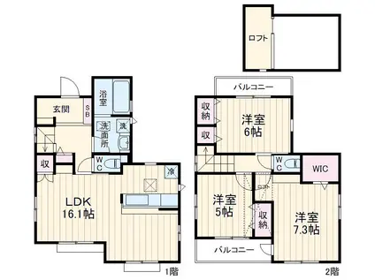 東葉高速鉄道 船橋日大前駅 徒歩27分 2階建 築5年(3LDK)の間取り写真