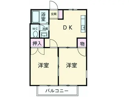 シティハイツ早川(2DK/1階)の間取り写真