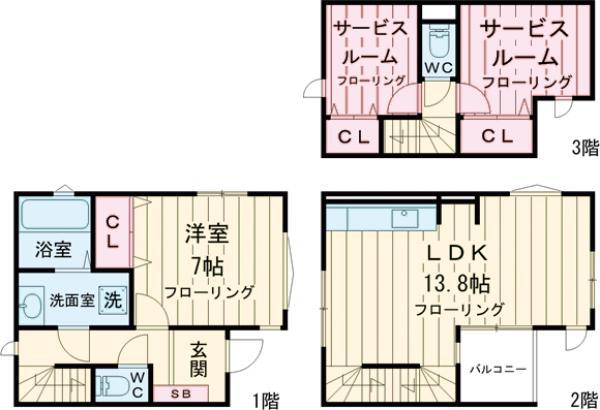 東急大井町線 大岡山駅 徒歩5分 3階建 築4年(1SLDK)の間取り写真
